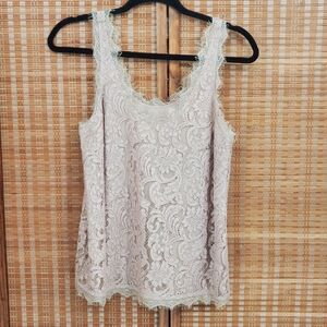 ♤ Joie Chantilly Lace Lined Sleeveless Top Beige Size XS